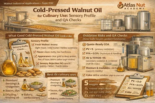 Cold-Pressed Walnut Oil for Culinary Use: Sensory Profile and QA Checks - Walnut Industrial Applications — Atlas Global Trading Co.